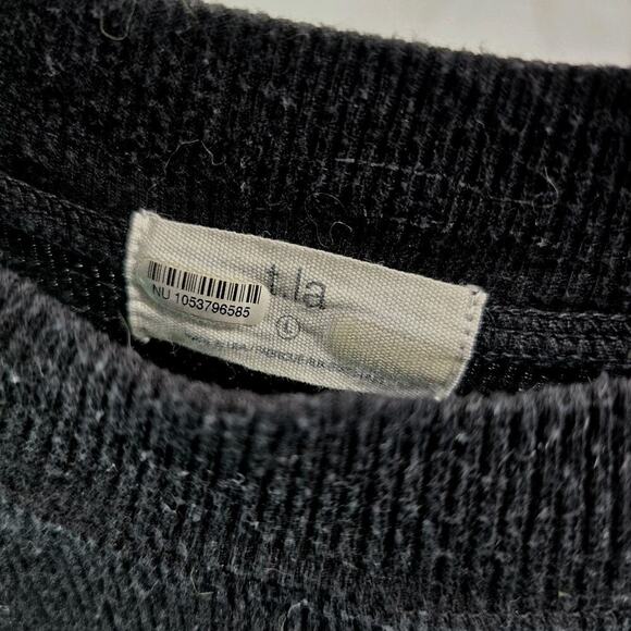 Anthropologie Top Womens Large Black Tank Ribbed Muscle Crew High Neck Crop Tla - Picture 3 of 9